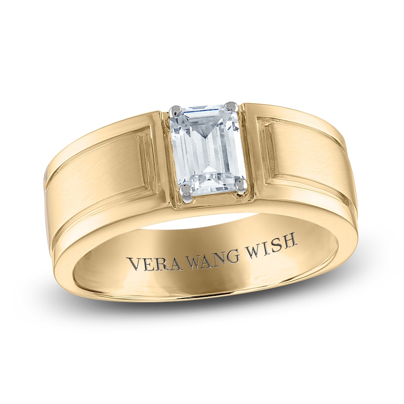 Main Image 1 of Previously Owned Vera Wang WISH Men's Lab-Grown Diamond Ring 1 ct tw Emerald 14K Yellow Gold