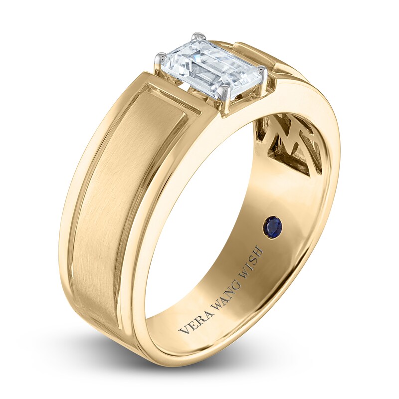 Main Image 2 of Previously Owned Vera Wang WISH Men's Lab-Grown Diamond Ring 1 ct tw Emerald 14K Yellow Gold