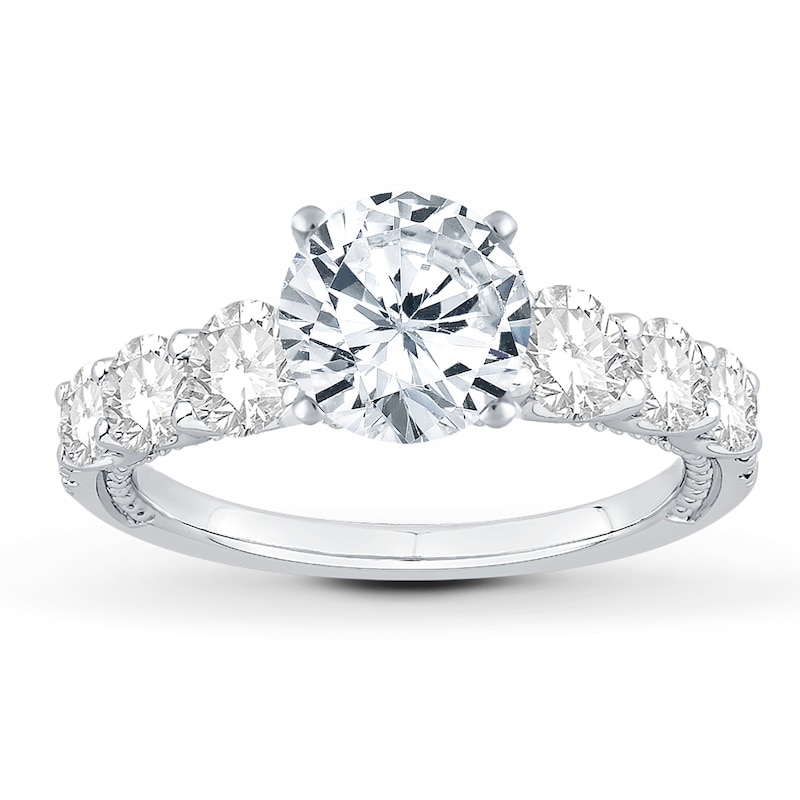 Main Image 3 of Previously Owned Diamond Engagement Ring Setting 1-1/3 ct tw Round 18K White Gold