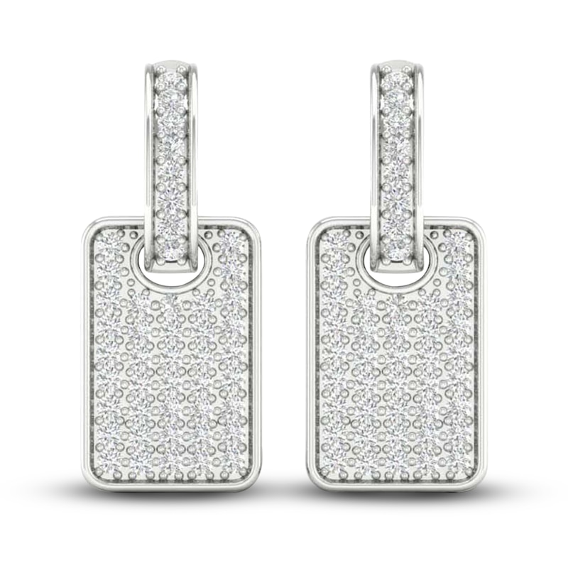 Main Image 1 of Previously Owned Men's Lab-Grown Diamond Drop Earrings 3/4 ct tw Round 14K White Gold