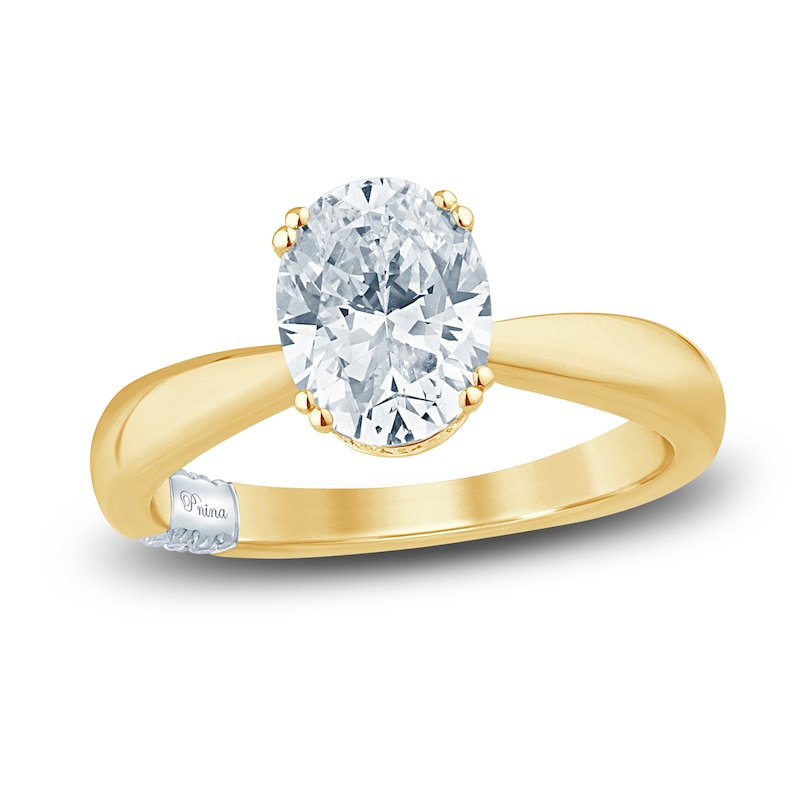 Main Image 1 of Previously Owned Pnina Tornai Lab-Grown Diamond Engagement Ring 2-1/5 ct tw Oval/Round 14K Yellow Gold