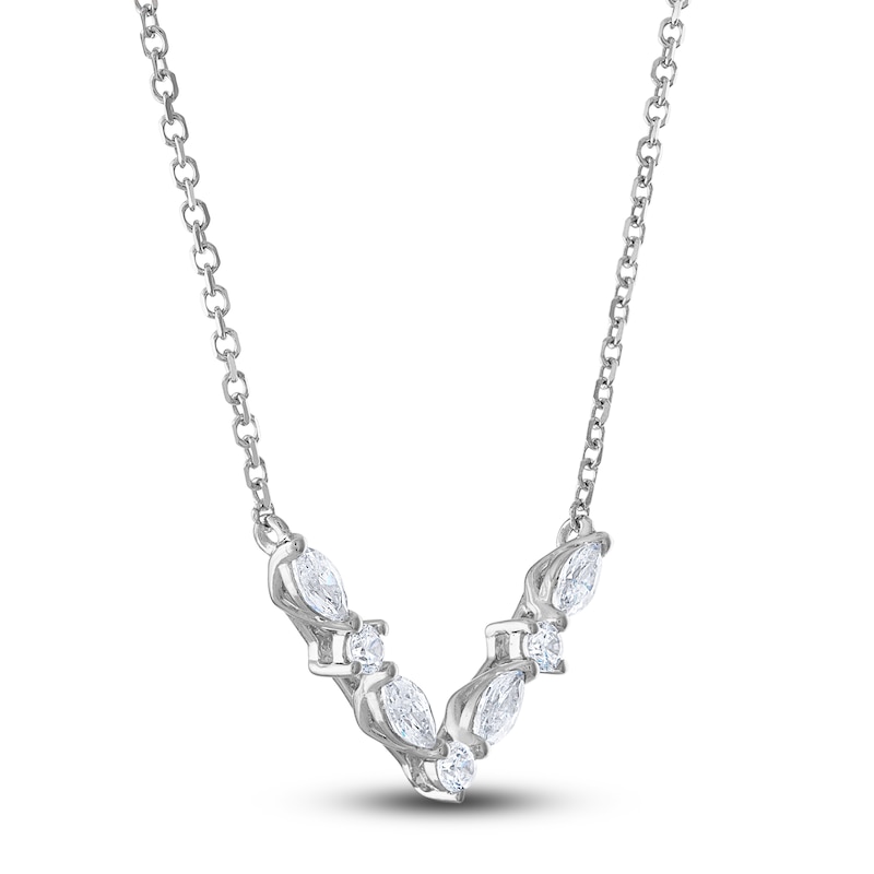Main Image 2 of Previously Owned Vera Wang WISH Diamond Necklace 3/8 ct tw Round/Marquise 10K White Gold