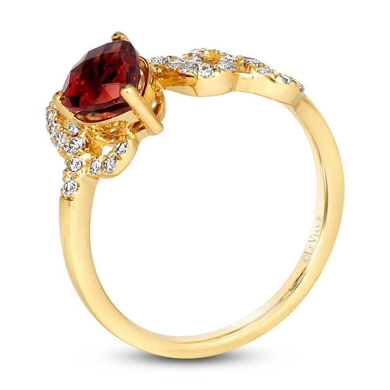 Main Image 3 of Previously Owned Le Vian Natural Garnet Heart Ring 1/4 ct tw Diamonds 14K Honey Gold