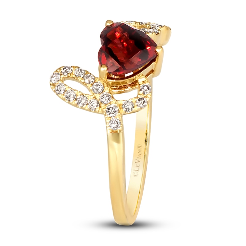 Main Image 4 of Previously Owned Le Vian Natural Garnet Heart Ring 1/4 ct tw Diamonds 14K Honey Gold