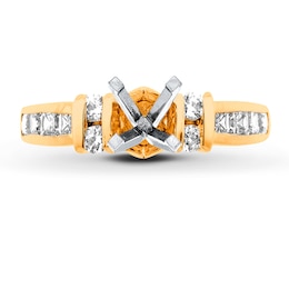 Previously Owned Diamond Engagement Ring Setting 3/4 ct tw Princess/Round 18K Yellow Gold