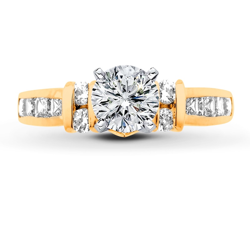 Main Image 3 of Previously Owned Diamond Engagement Ring Setting 3/4 ct tw Princess/Round 18K Yellow Gold
