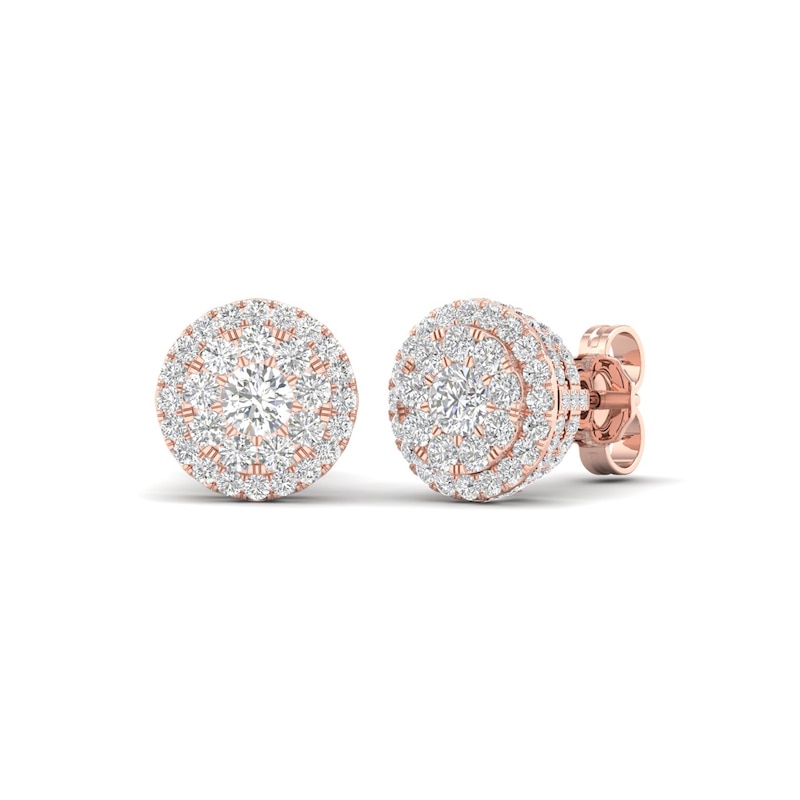 Main Image 1 of Previously Owned Colorless Diamond Earrings 1 ct tw Round 14K Rose Gold
