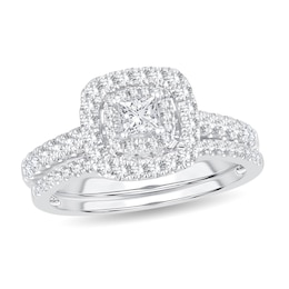 Previously Owned Diamond Bridal Set 1 ct tw Princess 14K White Gold