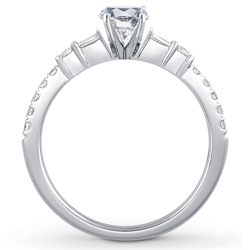 Main Image 2 of Previously Owned Diamond Ring Setting 1/3 ct tw Round/Baguette 14K White Gold