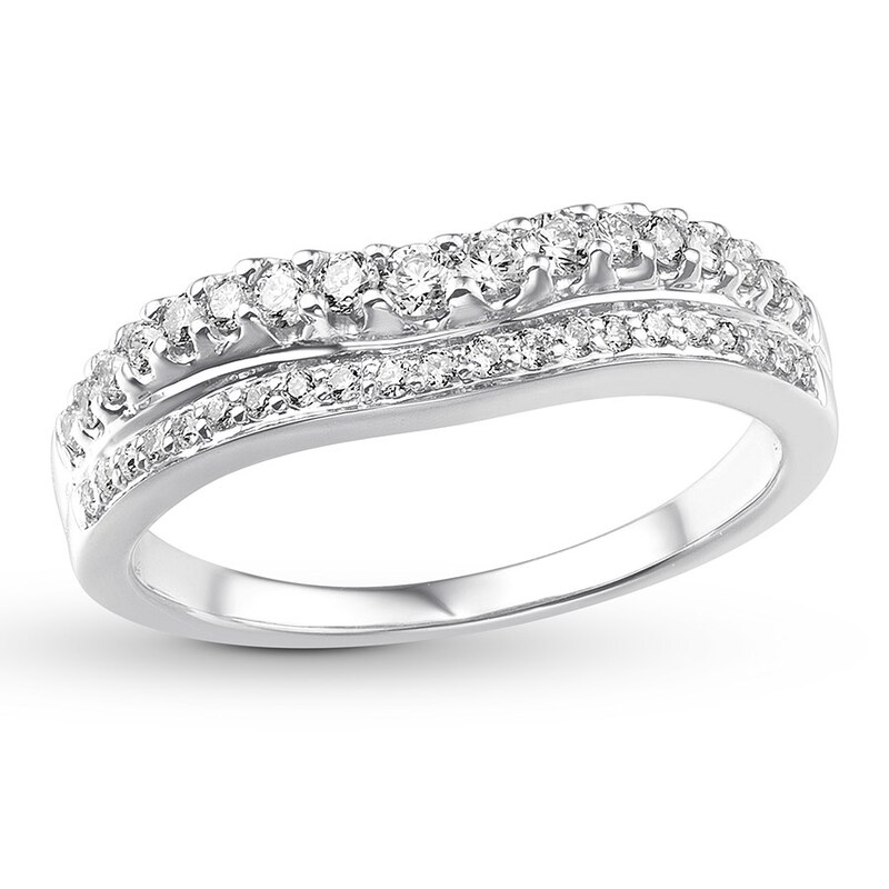 Main Image 4 of Previously Owned Diamond Contour Ring 3/8 carat tw Round-cut 14K White Gold