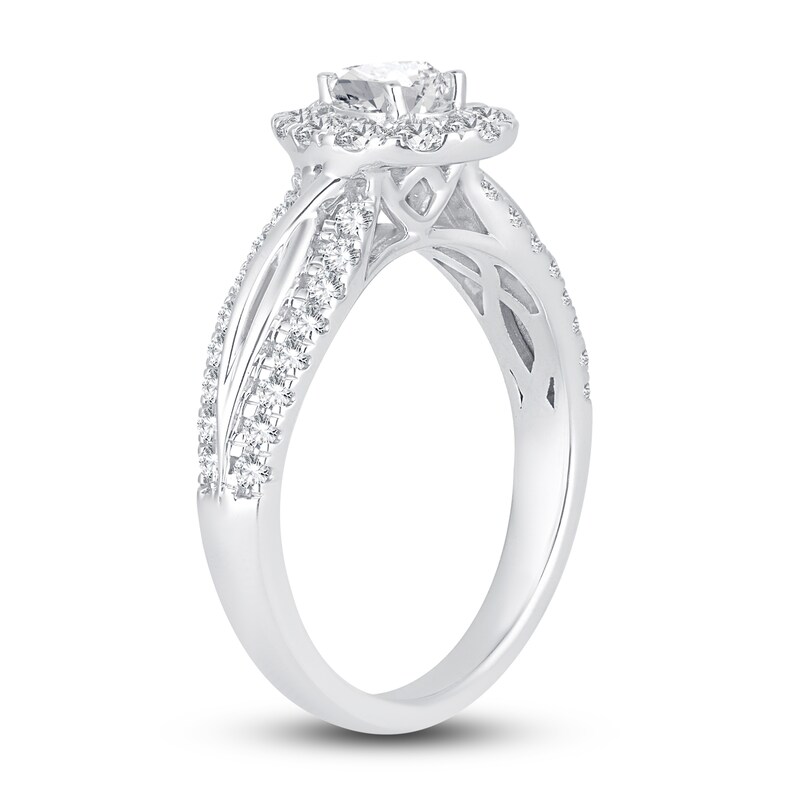 Main Image 2 of Previously Owned Diamond Engagement Ring 1 ct tw Pear/Round 14K White Gold
