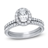 Thumbnail Image 1 of Previously Owned Oval-Cut Diamond Halo Bridal Set 1-3/4 ct tw 14K White Gold Size 4.5