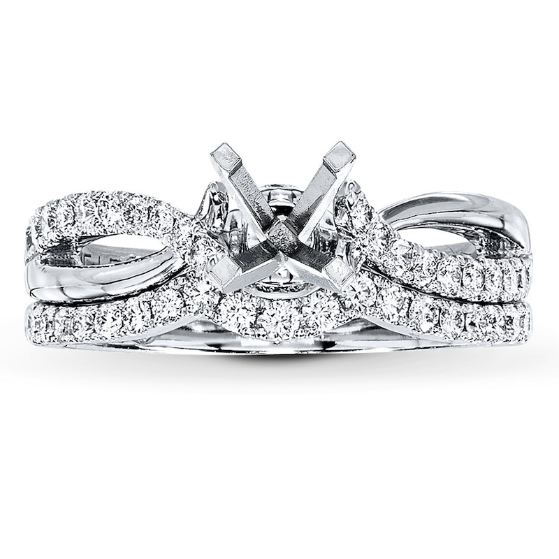 Main Image 1 of Previously Owned THE LEO Bridal Setting 1/2 ct tw Diamonds 14K White Gold
