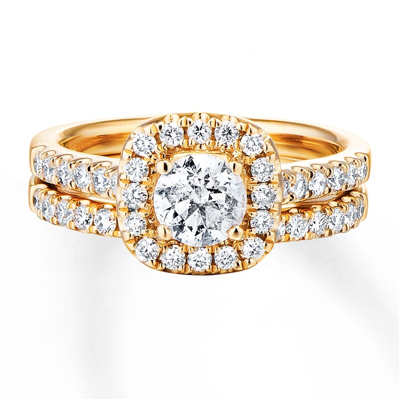 Main Image 4 of Previously Owned Diamond Bridal Set 1 carat tw Round-cut 14K Yellow Gold