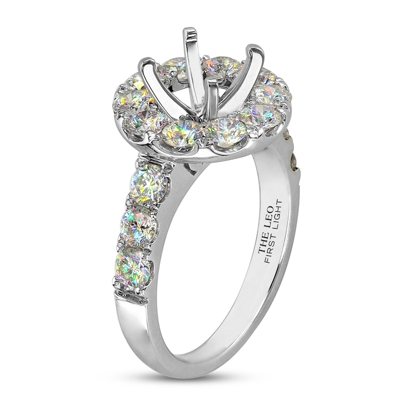 Main Image 2 of Previously Owned THE LEO First Light Diamond Halo Engagement Ring Setting 1-3/4 ct tw Round 14K White Gold
