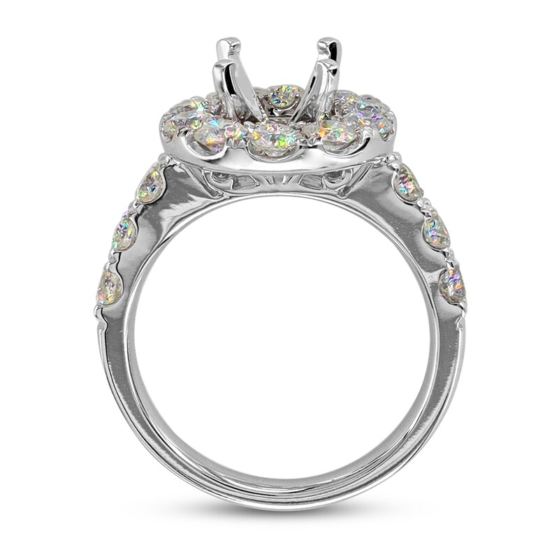 Main Image 3 of Previously Owned THE LEO First Light Diamond Halo Engagement Ring Setting 1-3/4 ct tw Round 14K White Gold