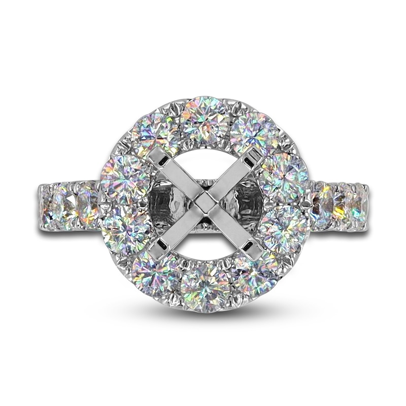 Main Image 4 of Previously Owned THE LEO First Light Diamond Halo Engagement Ring Setting 1-3/4 ct tw Round 14K White Gold