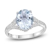 Thumbnail Image 1 of Previously Owned Natural Aquamarine Oval Ring 1/6 ct tw Diamonds 10K White Gold