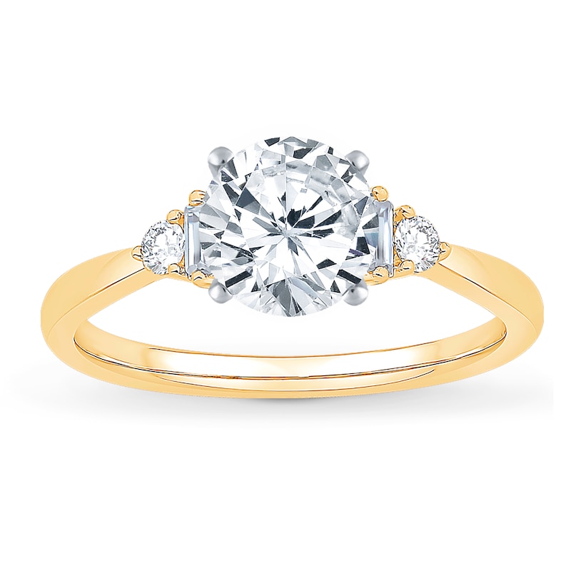 Main Image 3 of Previously Owned Diamond Engagement Ring Setting 1/5 ct tw Round/Baguette 14K Yellow Gold