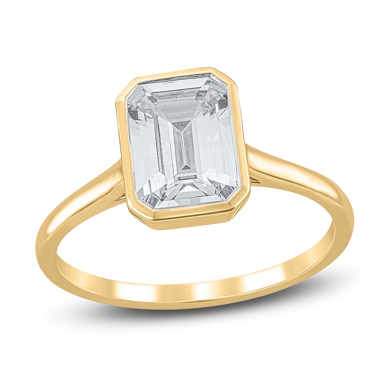 Main Image 1 of Previously Owned Lab-Grown Diamond Engagement Ring 2 ct tw Emerald 14K Yellow Gold