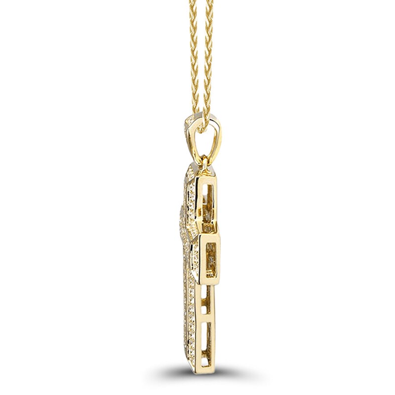 Main Image 2 of Previously Owned Men's Diamond Cross Necklace 1 ct tw 10K Yellow Gold 24"