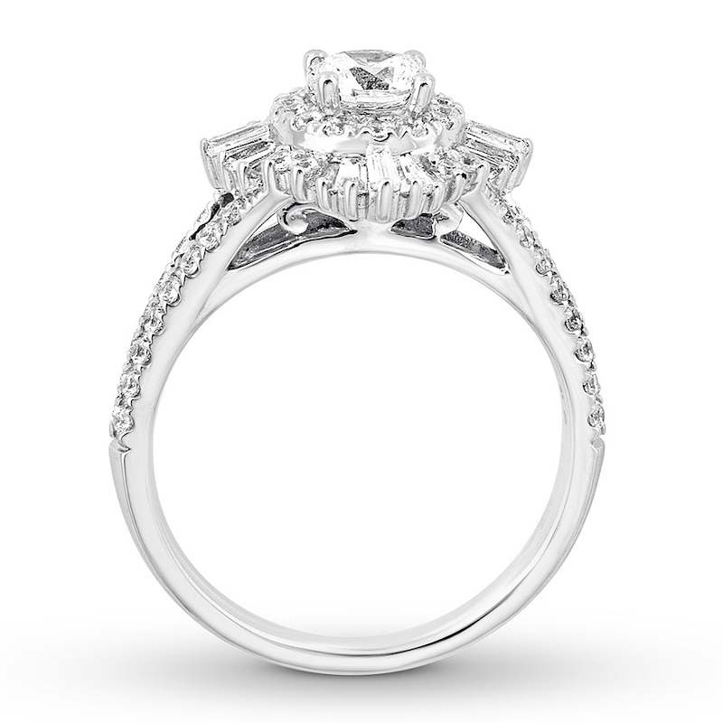 Main Image 2 of Previously Owned Diamond Engagement Ring 1-1/4 ct tw Round/Baguette 14K Gold