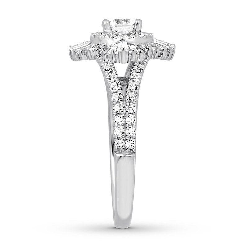 Main Image 3 of Previously Owned Diamond Engagement Ring 1-1/4 ct tw Round/Baguette 14K Gold