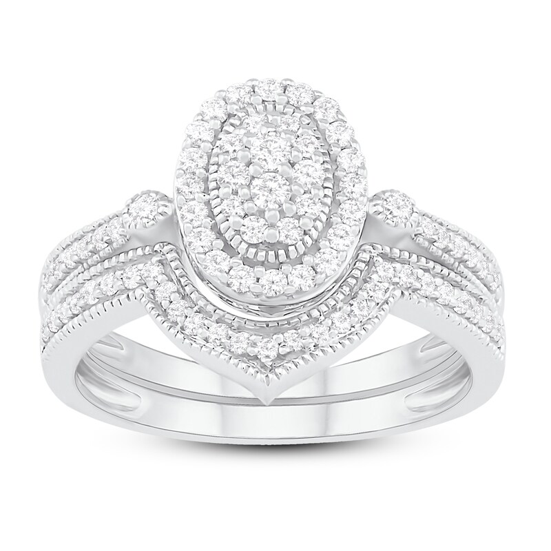Main Image 1 of Previously Owned Diamond Bridal Set 1/2 ct tw Round 14K White Gold