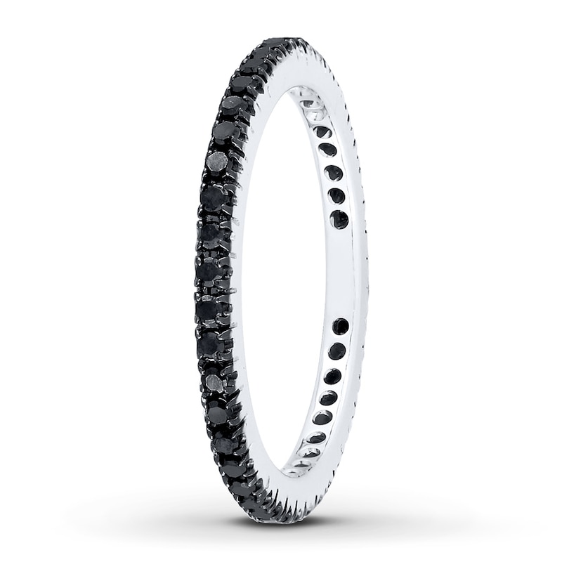 Main Image 2 of Previously Owned Black Diamond Eternity Ring 3/8 ct tw Round 14K White Gold