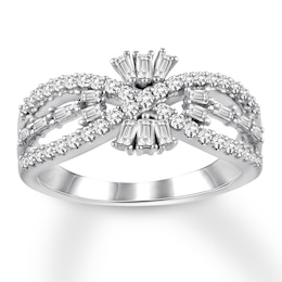 Previously Owned Diamond Anniversary Band 5/8 ct tw Round/Baguette 14K White Gold