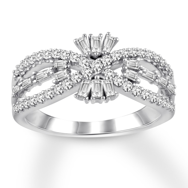Main Image 1 of Previously Owned Diamond Anniversary Band 5/8 ct tw Round/Baguette 14K White Gold