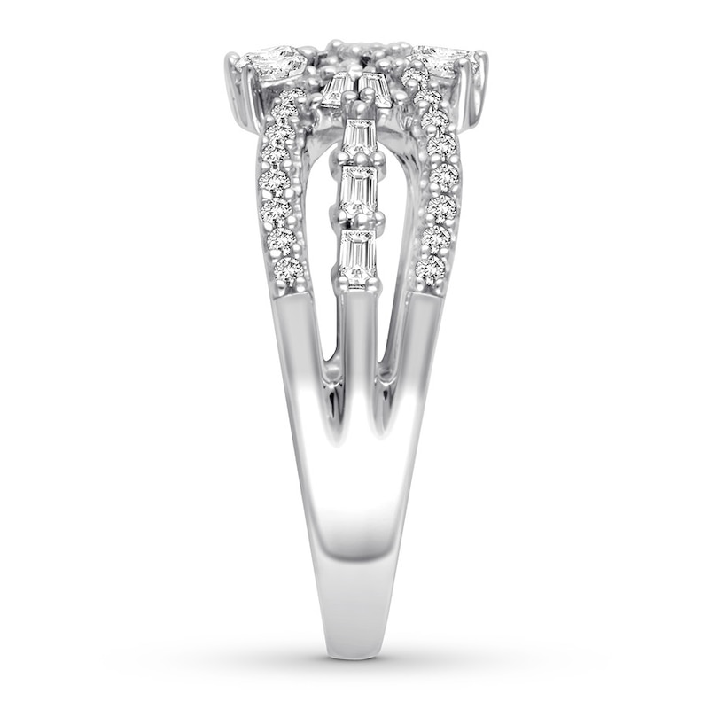 Main Image 2 of Previously Owned Diamond Anniversary Band 5/8 ct tw Round/Baguette 14K White Gold