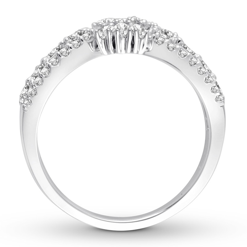 Main Image 3 of Previously Owned Diamond Anniversary Band 5/8 ct tw Round/Baguette 14K White Gold