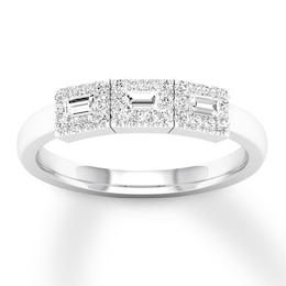 Previously Owned Diamond Anniversary Band 1/3 ct tw Round/Baguette 14K White Gold