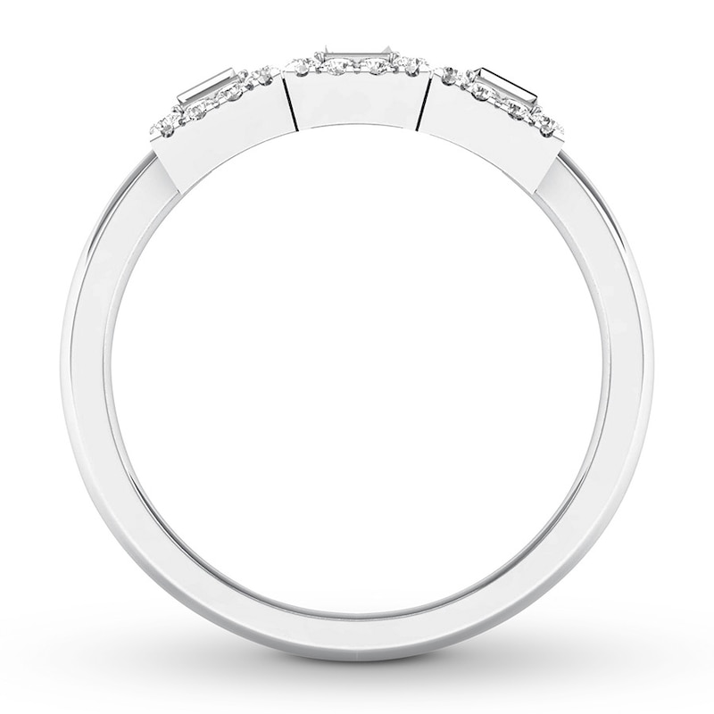Main Image 2 of Previously Owned Diamond Anniversary Band 1/3 ct tw Round/Baguette 14K White Gold