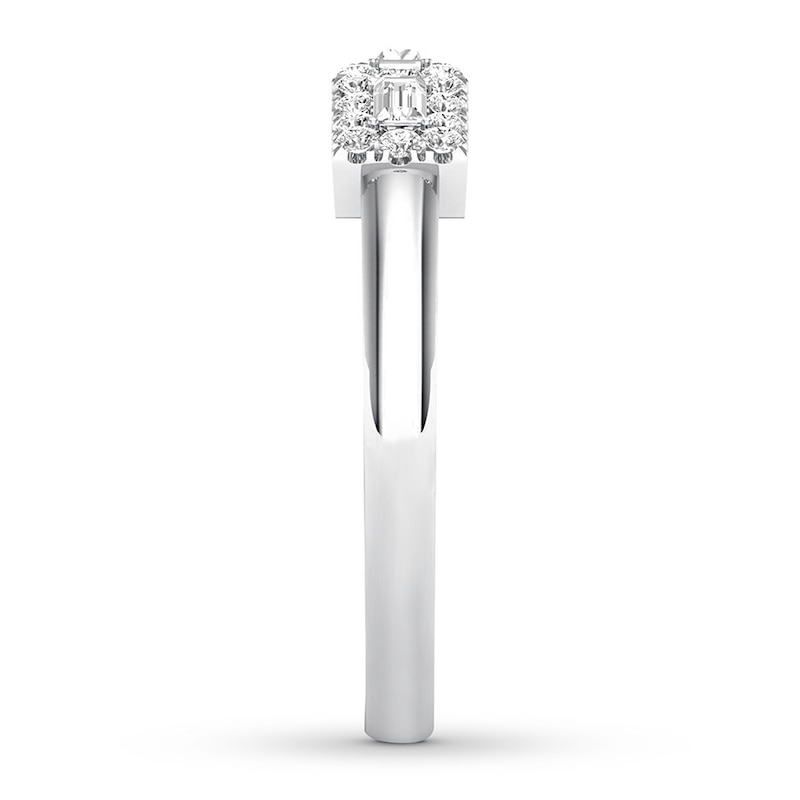 Main Image 3 of Previously Owned Diamond Anniversary Band 1/3 ct tw Round/Baguette 14K White Gold