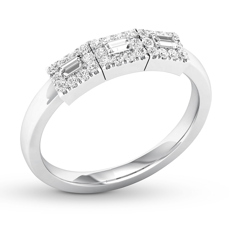 Main Image 4 of Previously Owned Diamond Anniversary Band 1/3 ct tw Round/Baguette 14K White Gold