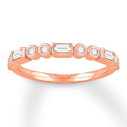 Previously Owned Diamond Anniversary Band 1/4 ct tw Round/Baguette 10K Rose Gold