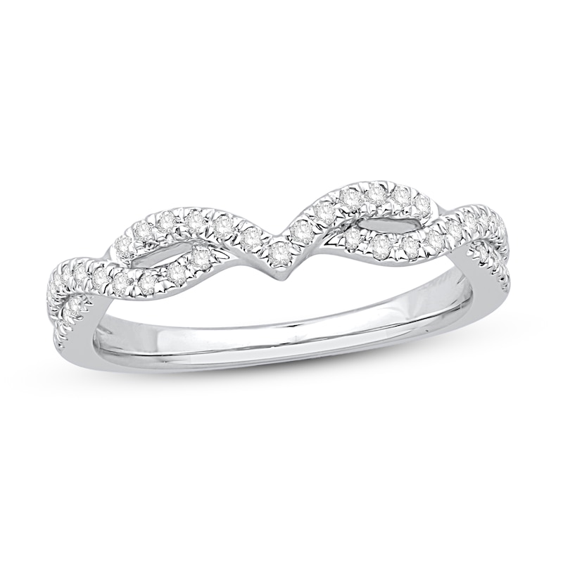 Main Image 1 of Previously Owned Diamond Contour Anniversary Band 1/5 ct tw Round 14K White Gold