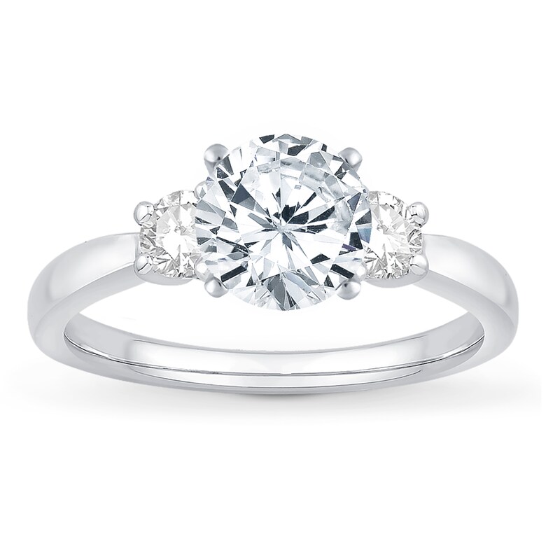 Main Image 3 of Previously Owned Diamond 3-Stone Engagement Ring Setting 1/4 ct tw Round Platinum