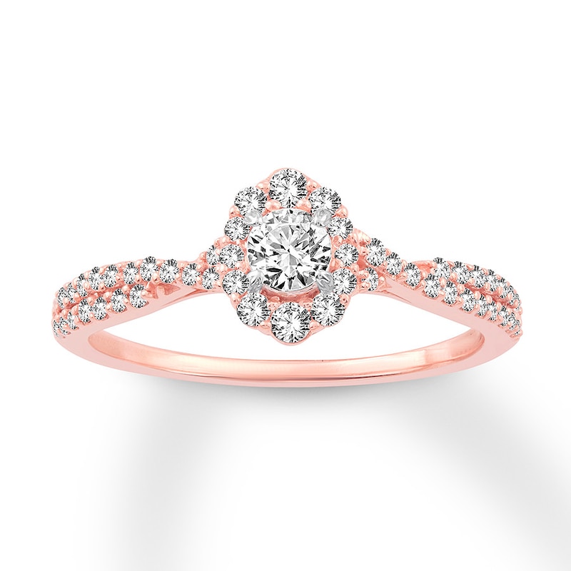 Main Image 1 of Previously Owned Diamond Promise Ring 1/2 carat tw Round 10K Rose Gold
