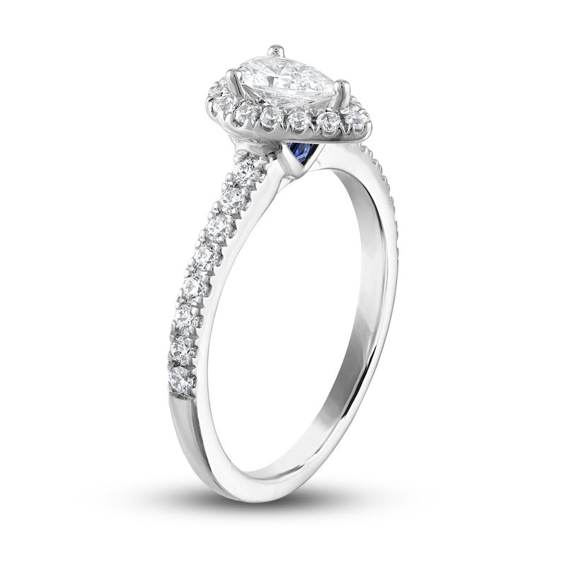 Main Image 2 of Previously Owned Vera Wang WISH Diamond Engagement Ring 3/4 ct tw Round/Pear-shaped 14K White Gold