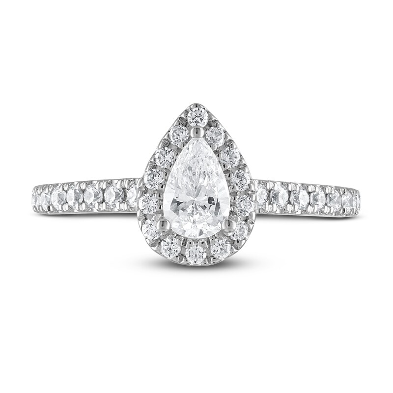 Main Image 3 of Previously Owned Vera Wang WISH Diamond Engagement Ring 3/4 ct tw Round/Pear-shaped 14K White Gold