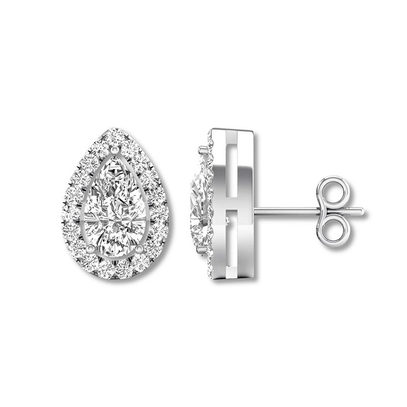 Main Image 1 of Previously Owned Diamond Earrings 1/2 ct tw Pear-shaped/Round 14K White Gold