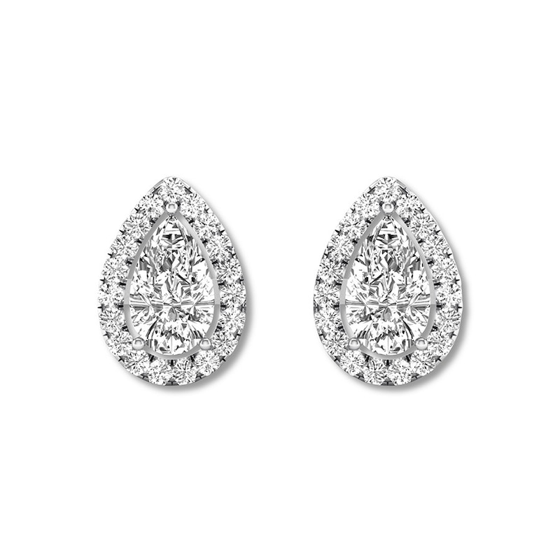 Main Image 2 of Previously Owned Diamond Earrings 1/2 ct tw Pear-shaped/Round 14K White Gold