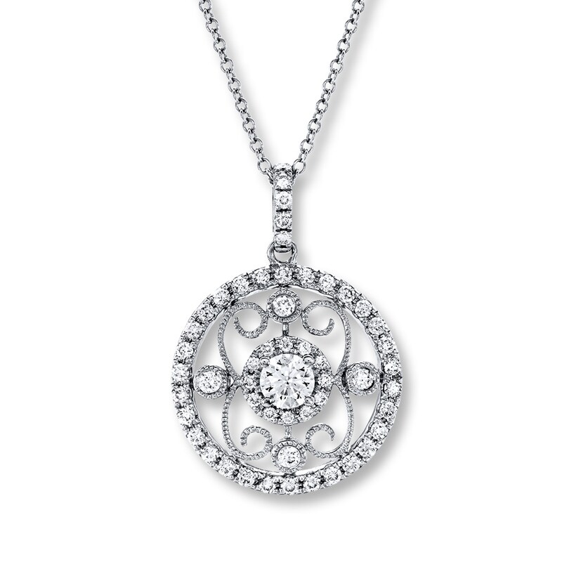 Previously Owned Certified Diamond Necklace 1 ct tw Round-cut 18K White Gold