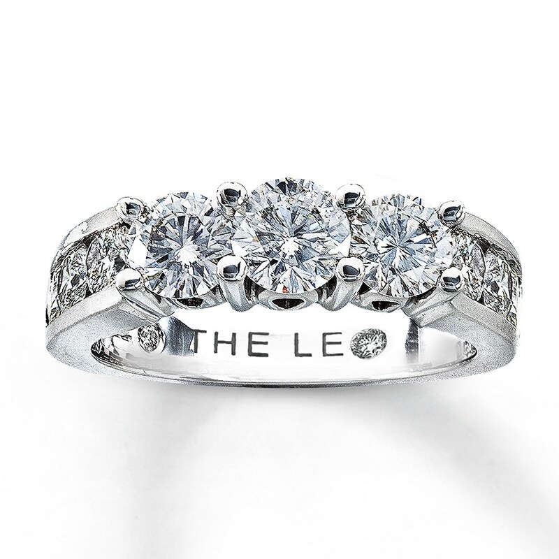 Main Image 1 of Previously Owned THE LEO Diamond Three-Stone Engagement Ring 2 ct tw 18K White Gold & Platinum