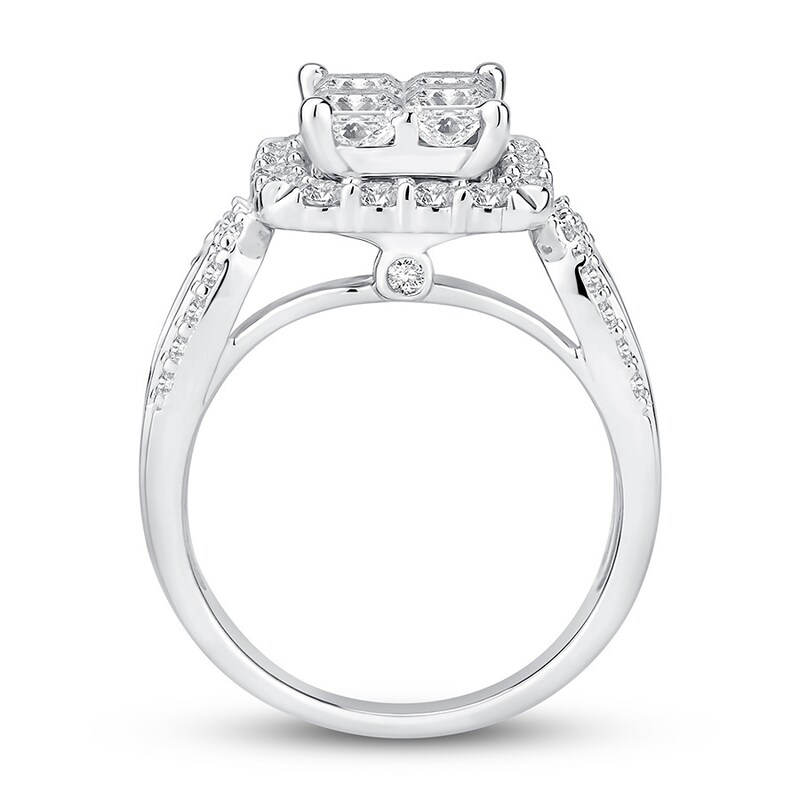 Main Image 2 of Previously Owned Princess-Cut Quad Diamond Fashion Ring 2 ct tw 14K White Gold