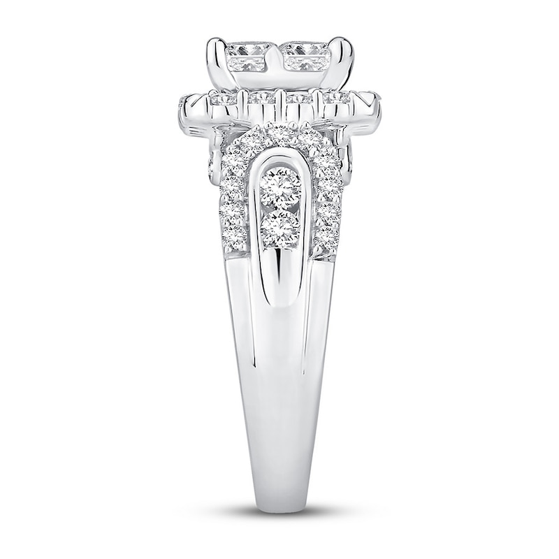 Main Image 3 of Previously Owned Princess-Cut Quad Diamond Fashion Ring 2 ct tw 14K White Gold