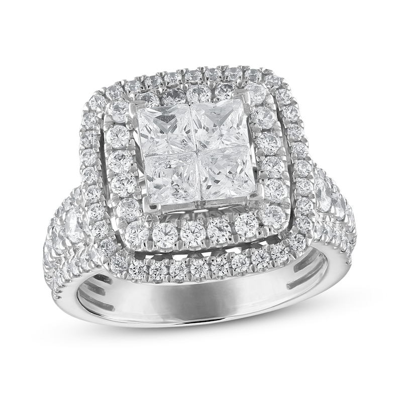 Main Image 1 of Previously Owned Diamond Engagement Ring 2 3/4 ct tw Princess/Round 14K White Gold
